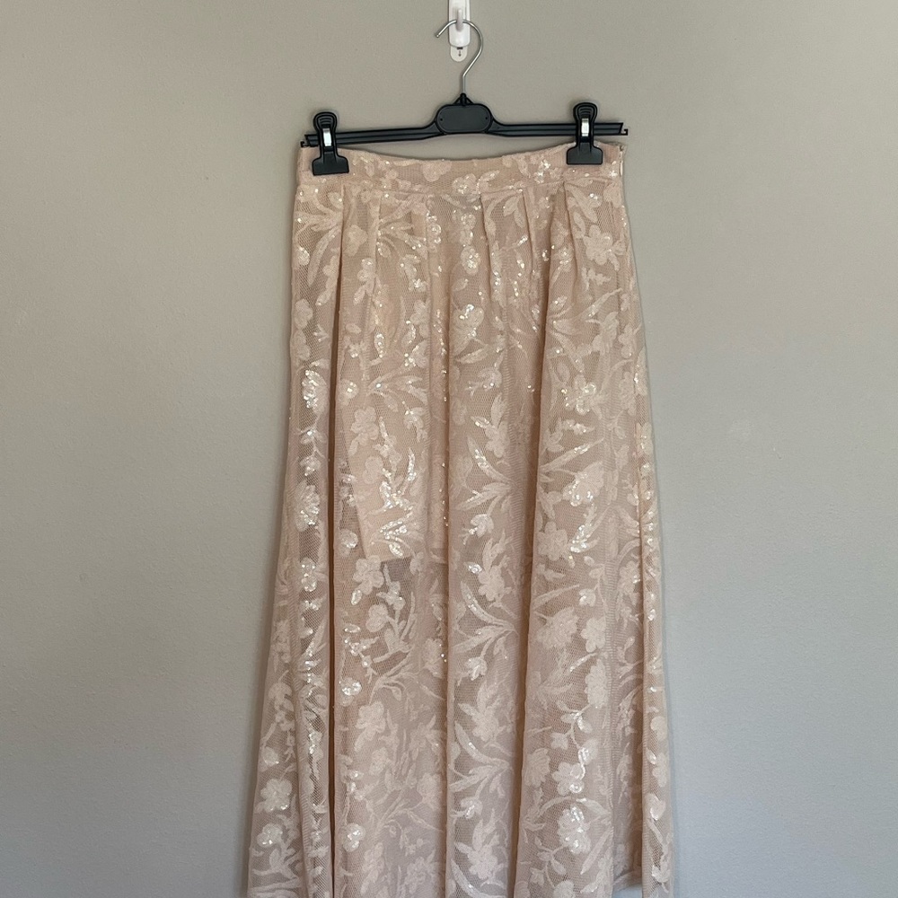 Maje Beige Sequins Maxi Skirt size 40 excellent condition